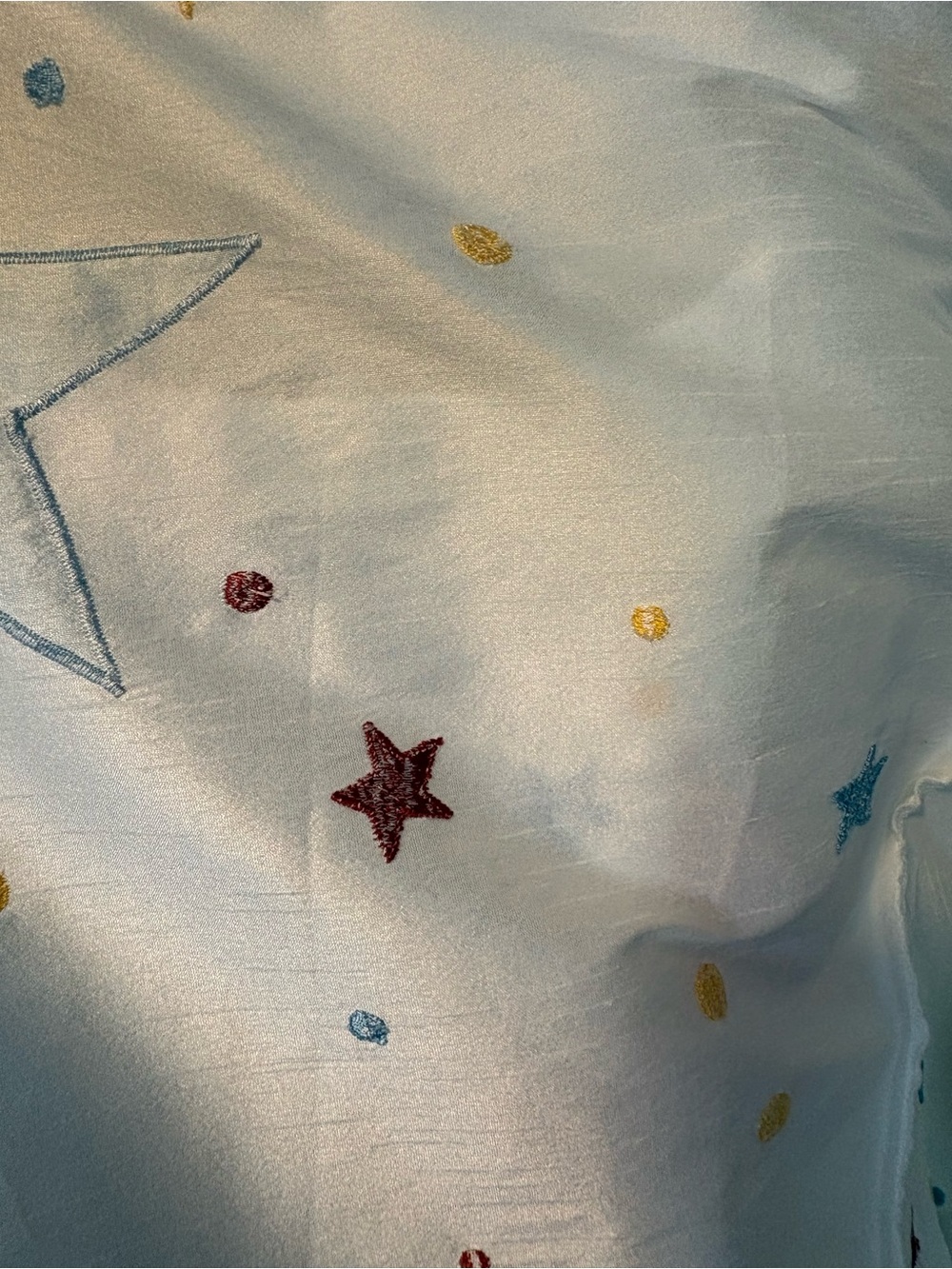 Raver, whimsical, galaxy dress - white sleeveless colorful Star Appliqués - Picture 10 of 14